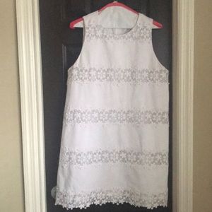 J. Crew Factory Scalloped Lace Stripe Dress